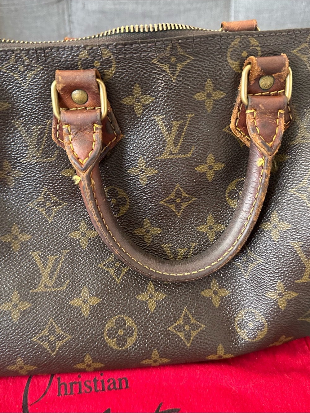 Louis Vuitton Monogram Canvas Handbag in Brown and Gold